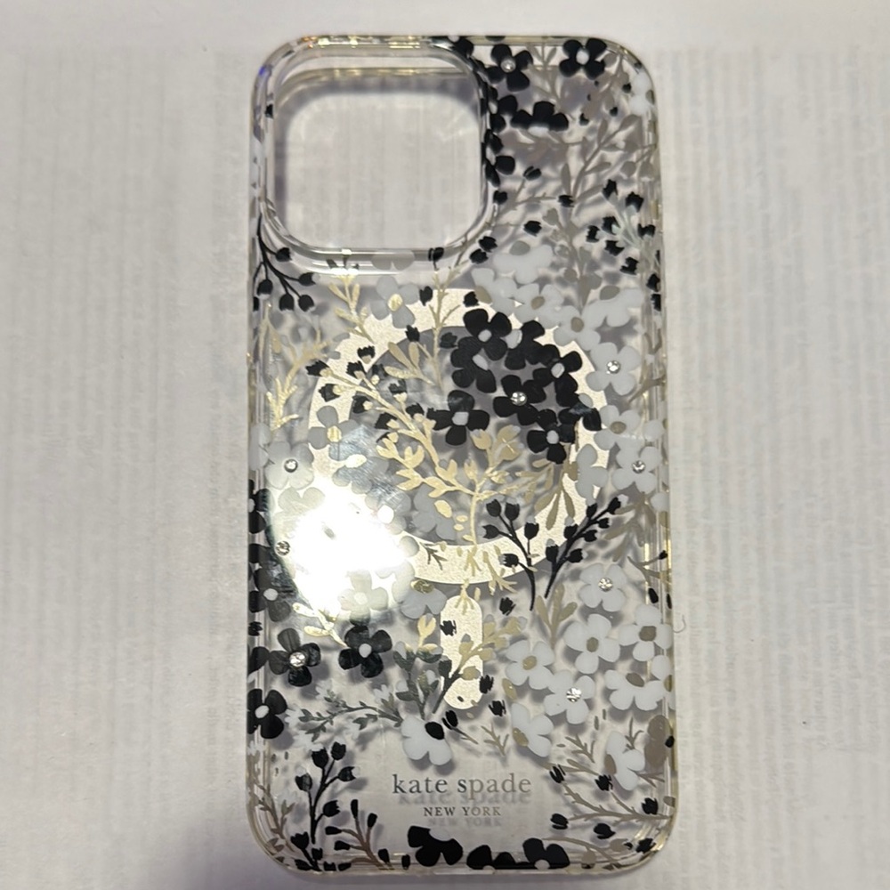 Kate Spade Floral iPhone Case - Black and Gold